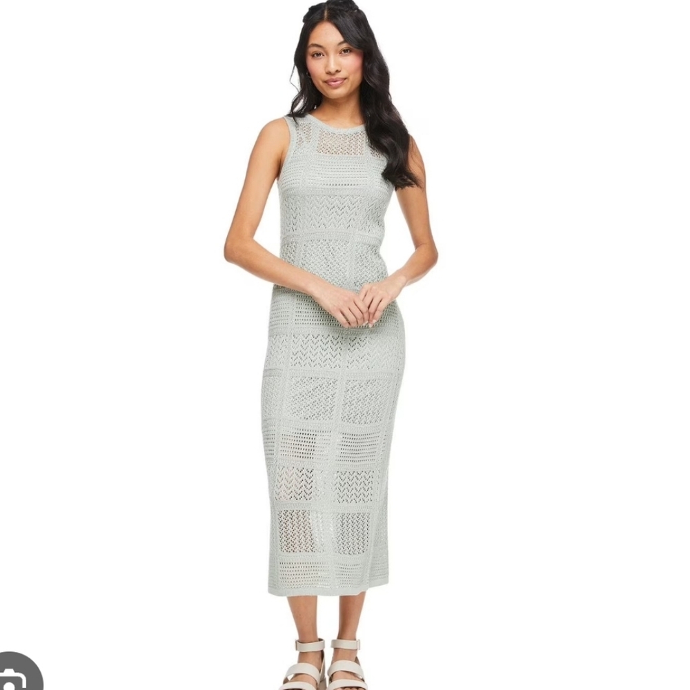 Wild Skye Mint Green Sleeveless Knit Lace Dress. Womens Small. EUC